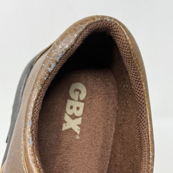 GBX Chunky Shoes Mens 12 M Brown Distressed Leather Slip On Vintage Y2K Biker - Picture 10 of 16